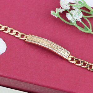 "Elegant Greek Key Rose Gold Bracelet with Sparkling CZ Accents, XPBL0964
